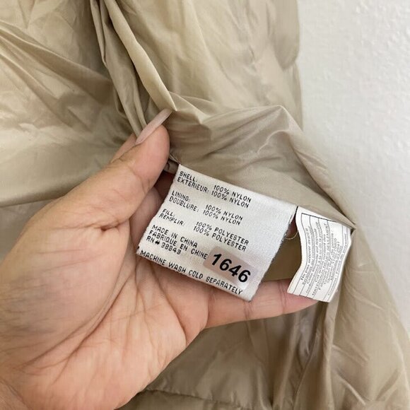 Via Spiga Puffer Jacket Size Medium Beige Full Zip Nylon Winter Packable Coat - Picture 9 of 11